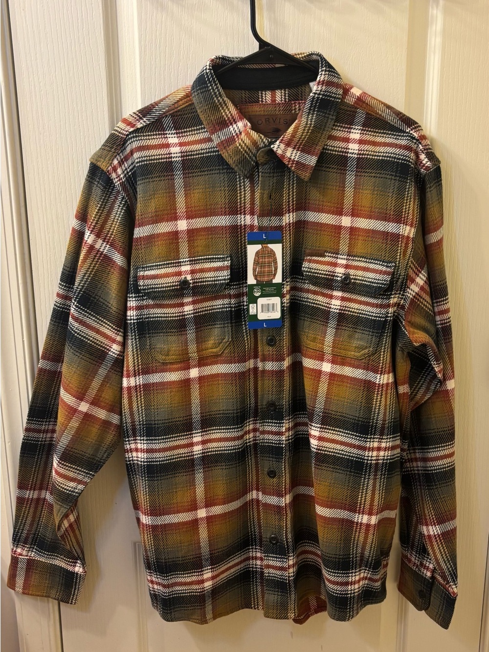 Orvis Classic Collection Flannel Shirt Men’s Large Plaid Heavyweight NWT
